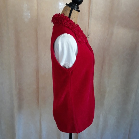 Full Zip Sleeveless Red Collared Sweater Vest Sz S - Picture 6 of 15